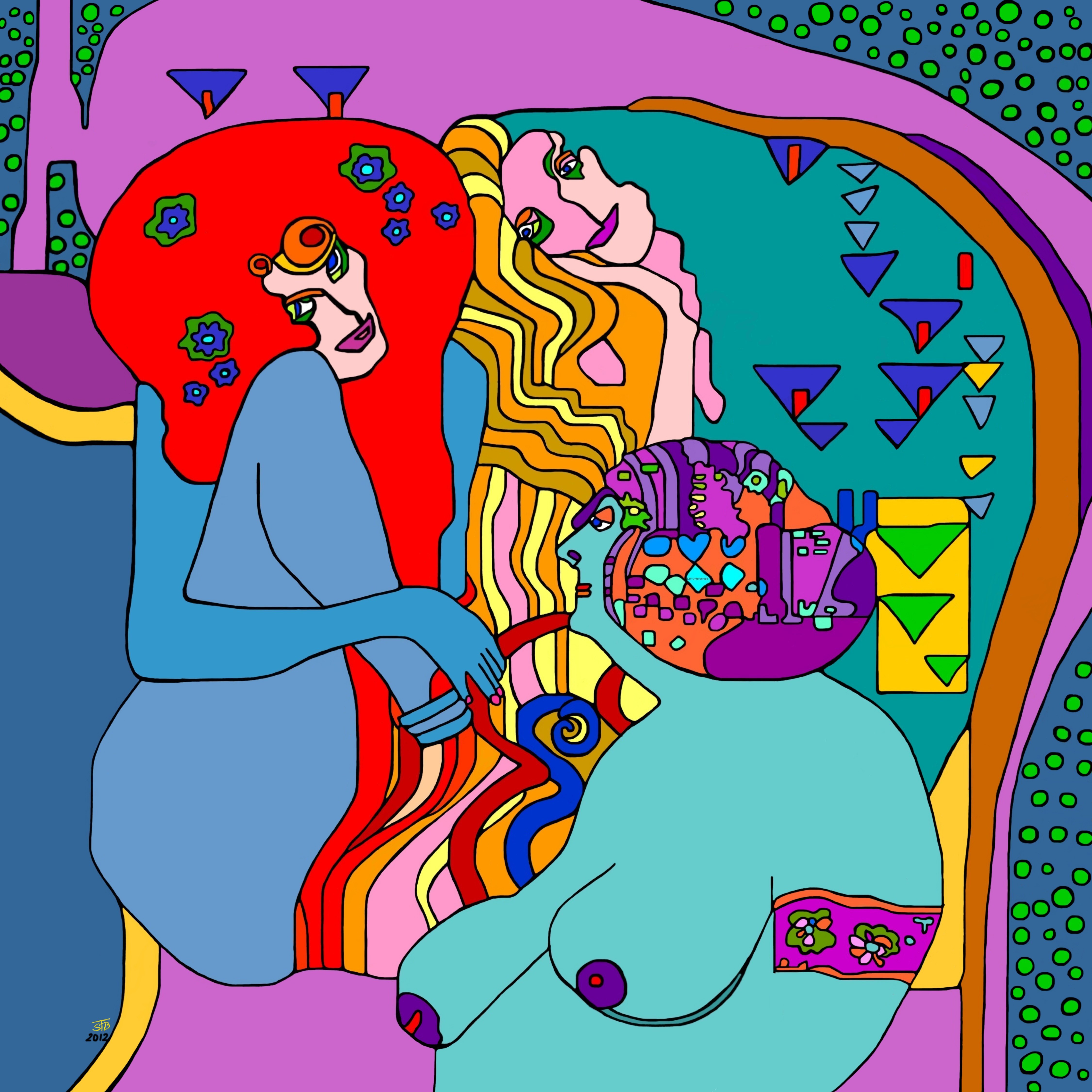 Wenn man an Gustav Klimt denkt ... BILDBESCHREIBUNG: Die feindlichen Gewalten (Unkeuschheit, Wollust und Unmäßigkeit) Ausschnitt: Beethoven Fries - 2012