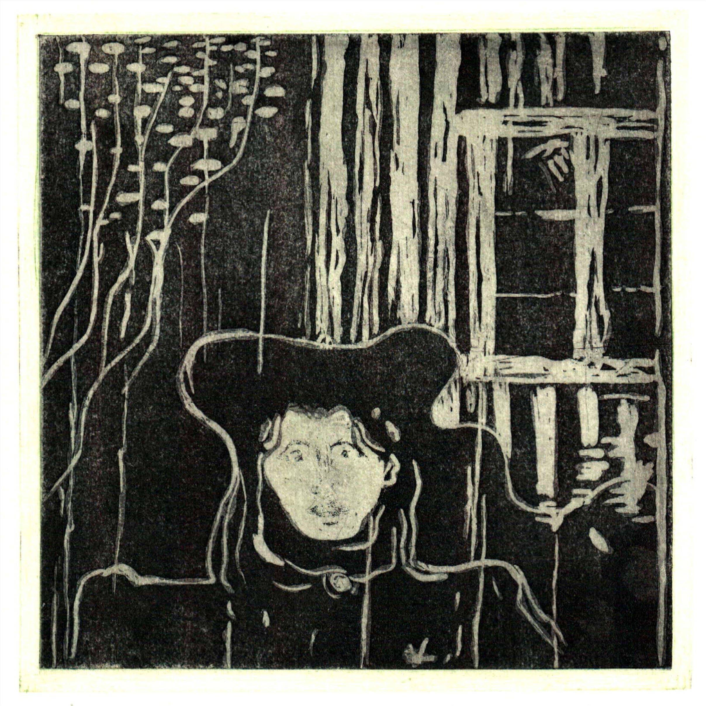 Zitat: Edward Munch, Zweiplattendruck, 13,5 x 13,5 cm
