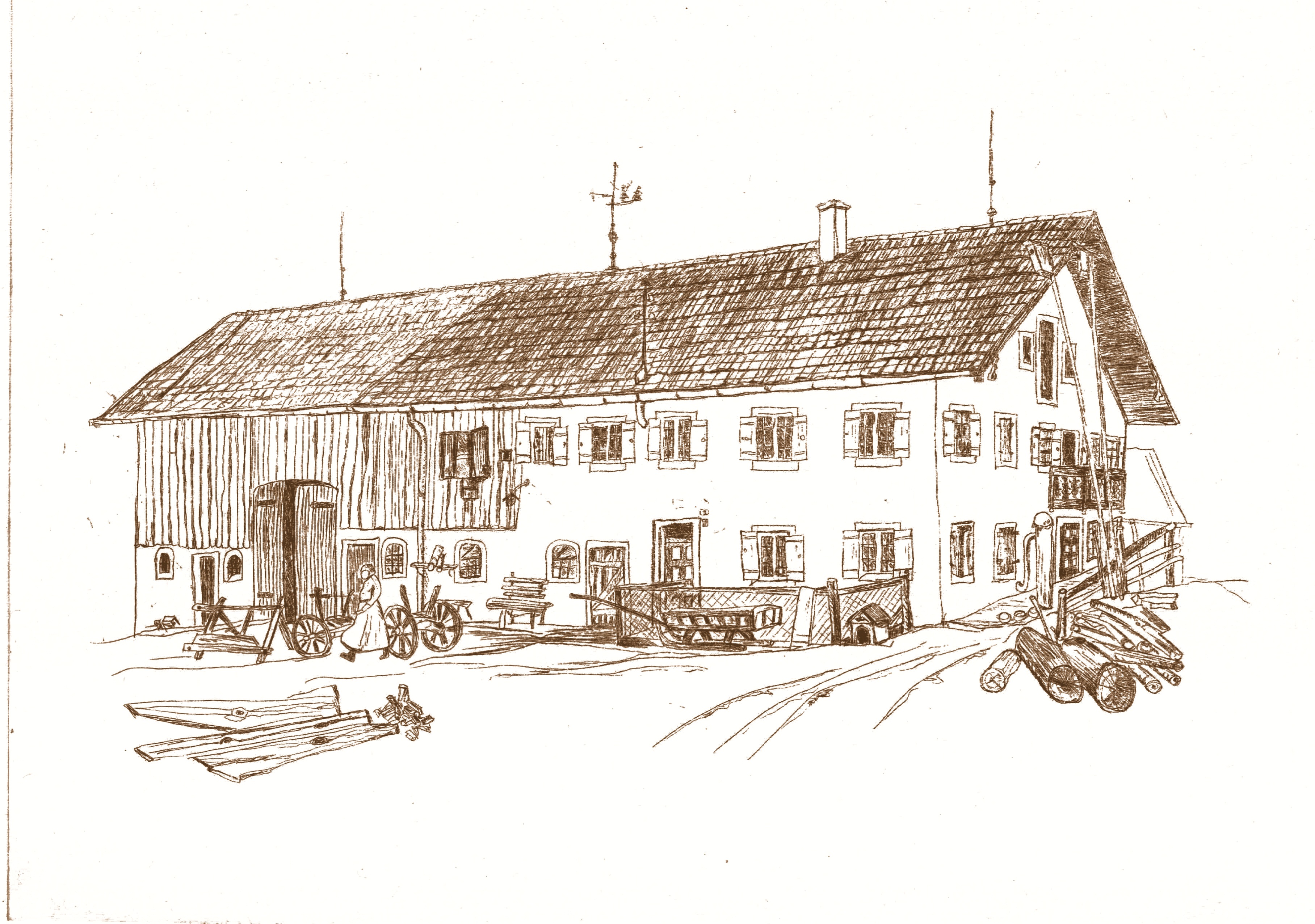 Bauernhof der Familie Ludwig in Schellschwang, 14,5 x 19,5 cm