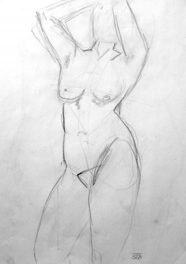 Frau steht, Bleistift, 30 x 40 cm