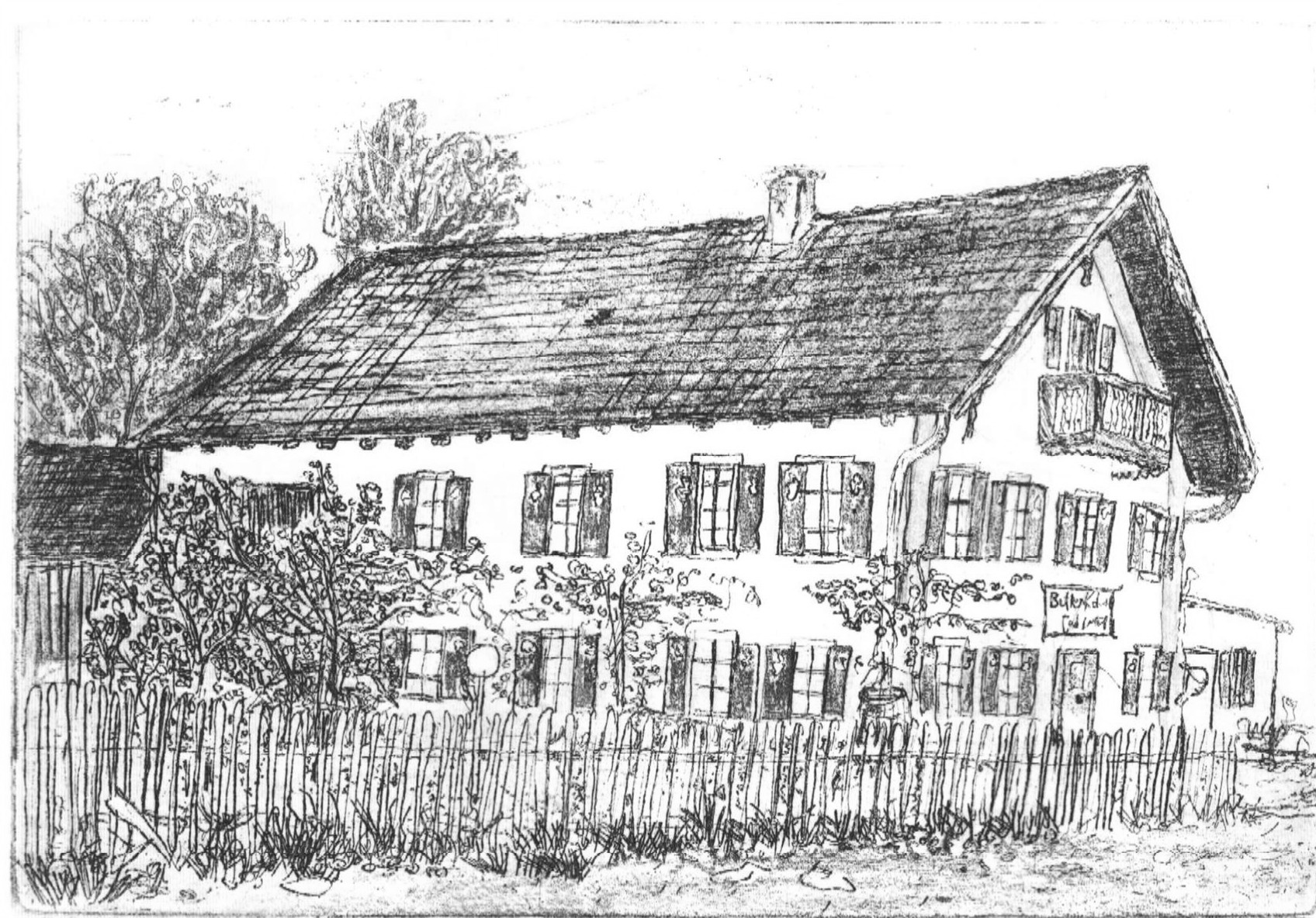 Haus an der Mühlbachbrücke, 9,5 x 14,5 cm