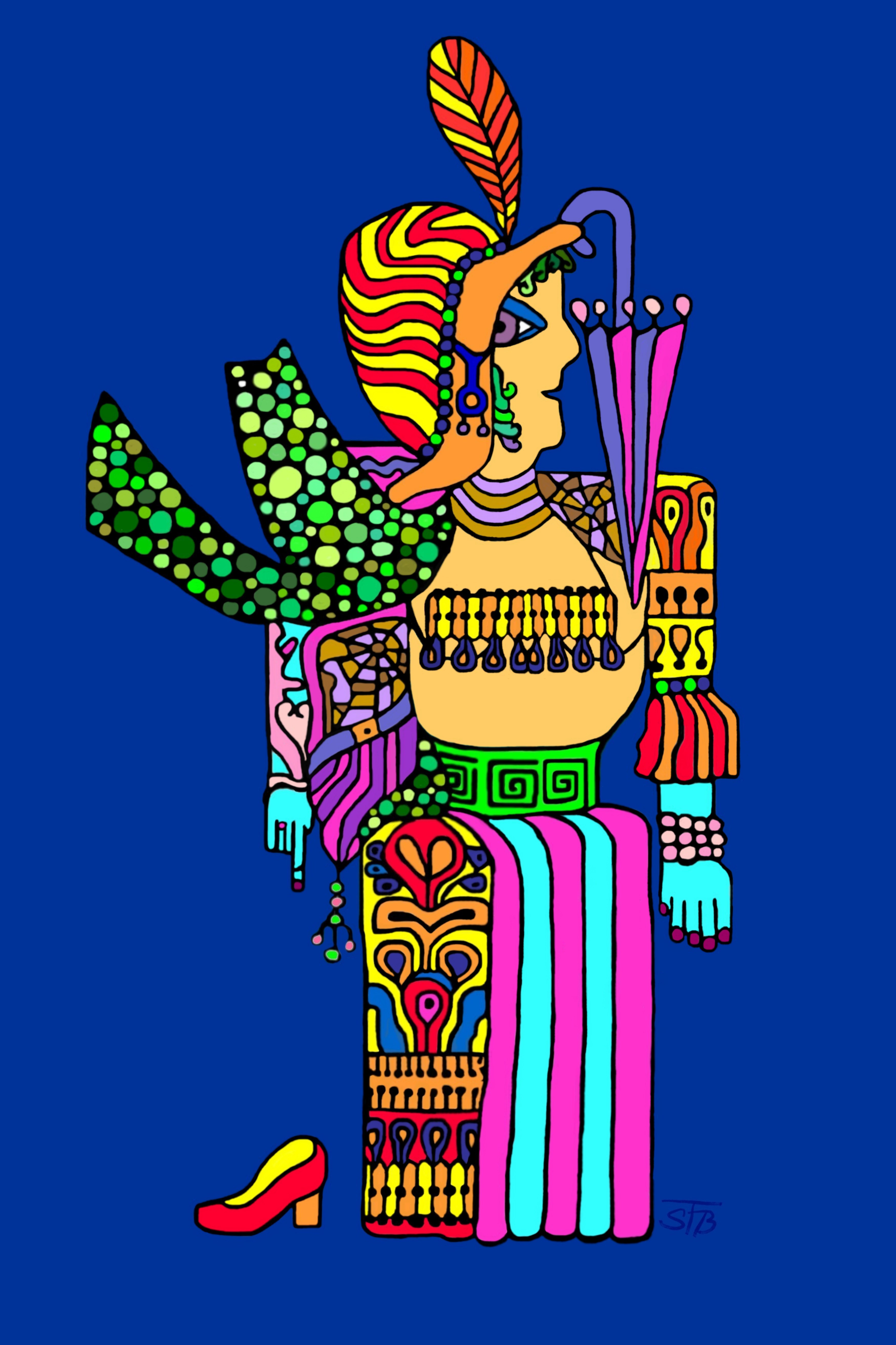 Frau mit Schirm und Hut - FineArtPrint - 15 x 21 cm - BILDBESCHREIBUNG: