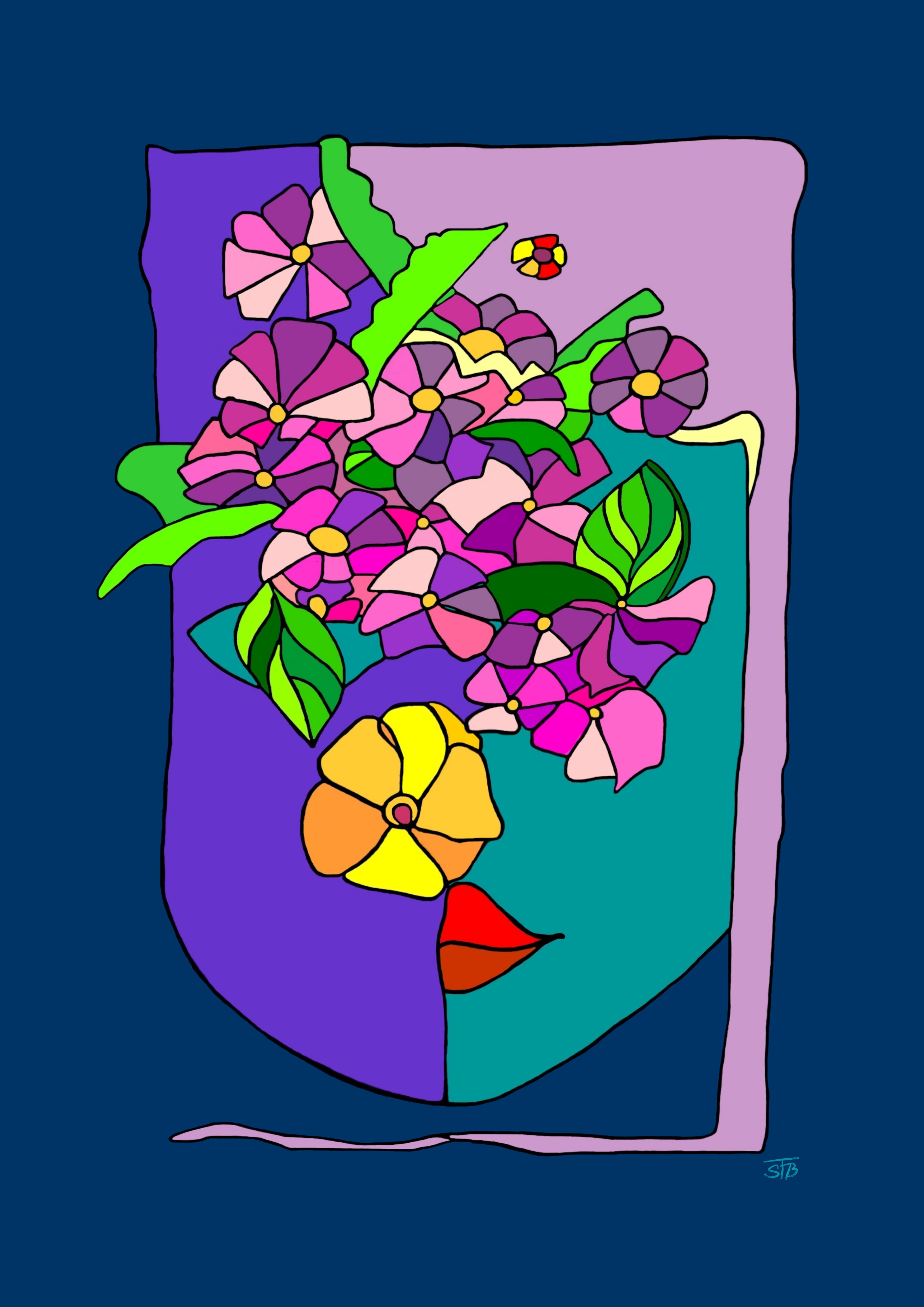 Blümchen im Gesicht - FineArtPrint - 15 x 21 cm - BILDBESCHREIBUNG: Schmetterlinge im Bauch oder im Gesicht - egal. Ob sie helfen die Einsamkeit zu vertreiben? Hundert Jahre Einsamkeit (spanischer Originaltitel: Cien años de soledad) ist ein Roman des kolumbianischen Autors Gabriel García Márquez, der 1982 den Nobelpreis für Literatur erhielt.