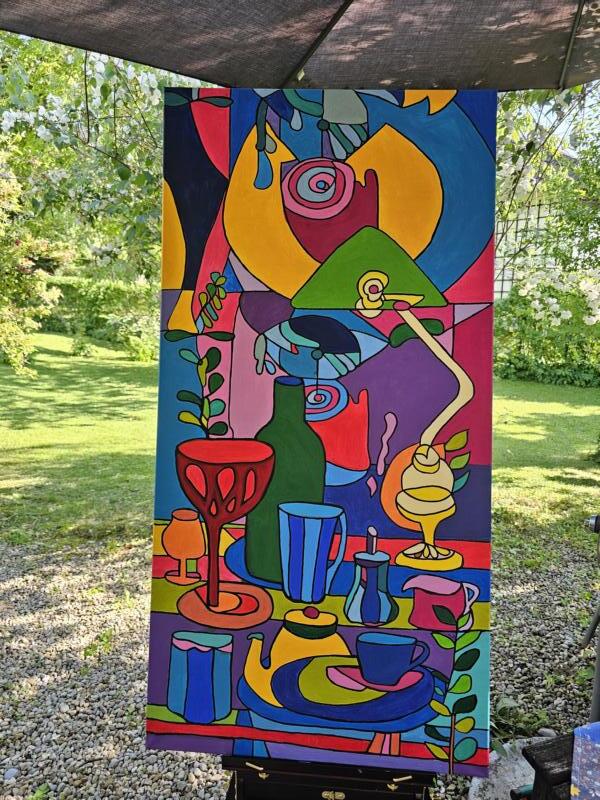 Gedeck mit Lampe - Acryl auf Leinwand