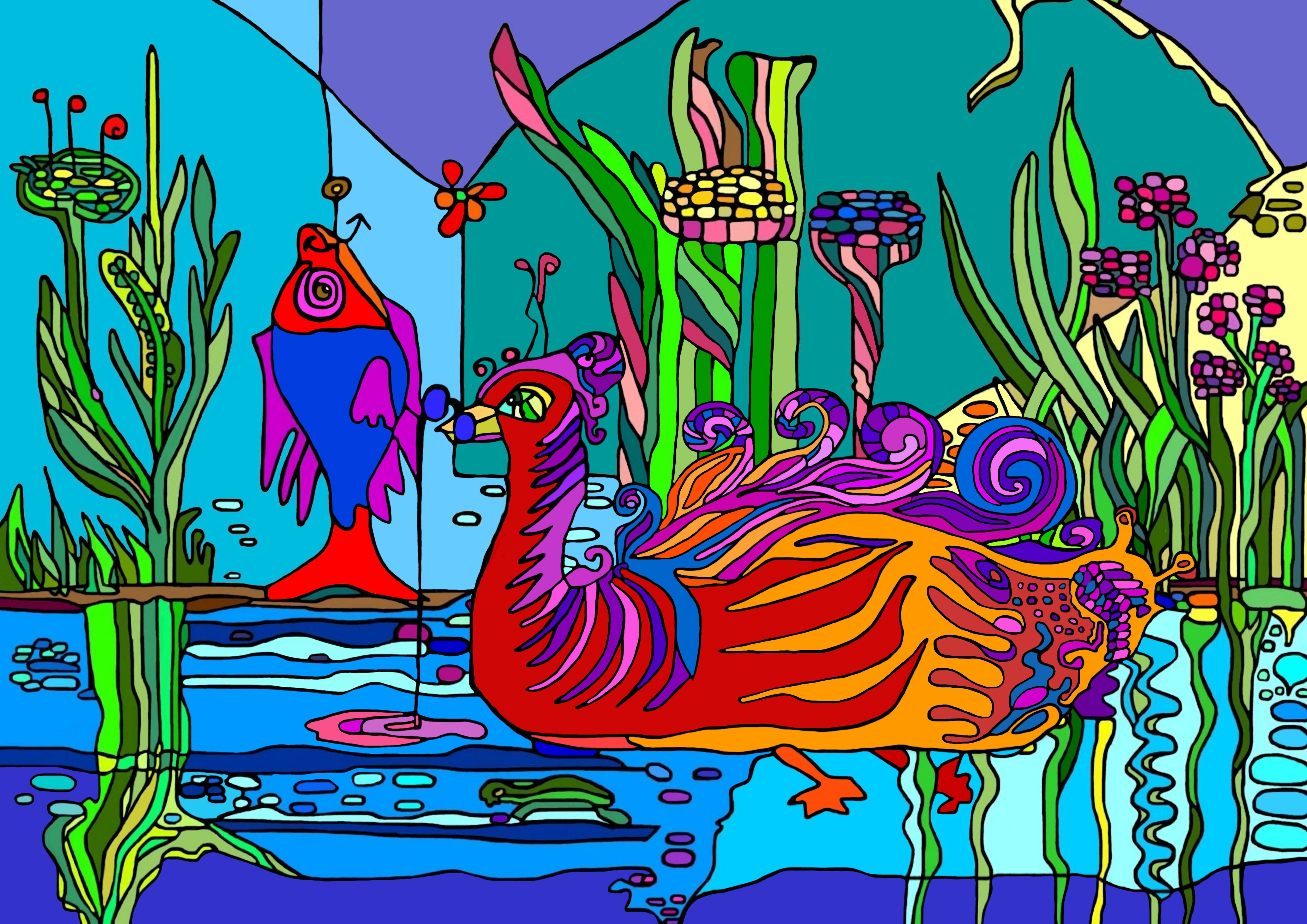Lesender Schwan digital